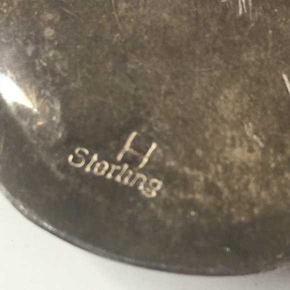 Vintage Native Sterling Signed Onyx Pendant Pendant Herringbone silver Chain - Picture 5 of 7